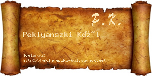Peklyanszki Kál névjegykártya
